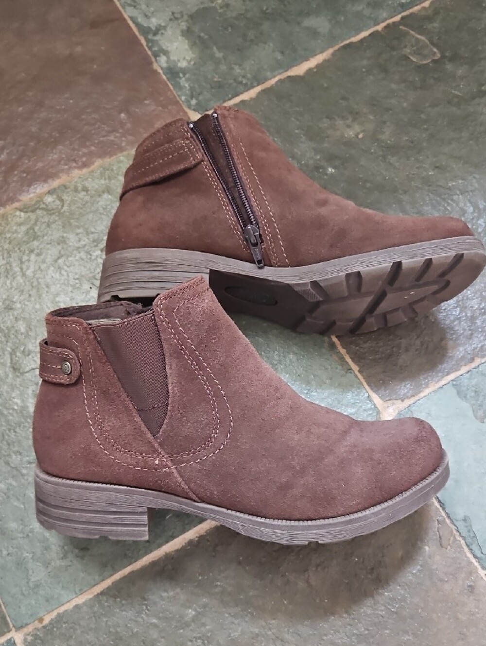 Earth Origins Chocolate Suede Ankle Booties - Picture 2 of 5